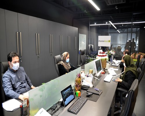 team of office workers in a collaborative and well organized workspace